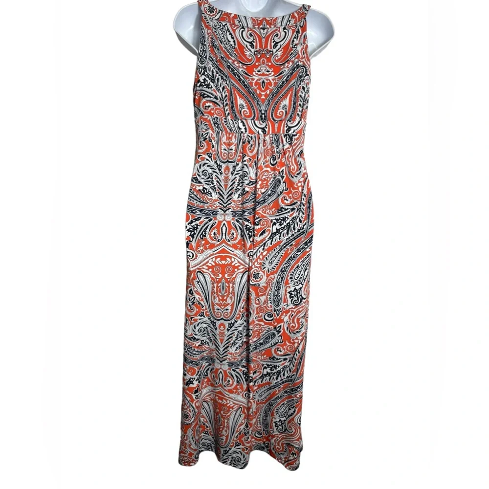 Ann Taylor dress size small petite orange‎ paisley summer maxi dress 🧡🧡